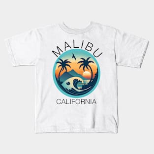 Malibu - California (with Black Lettering) Kids T-Shirt